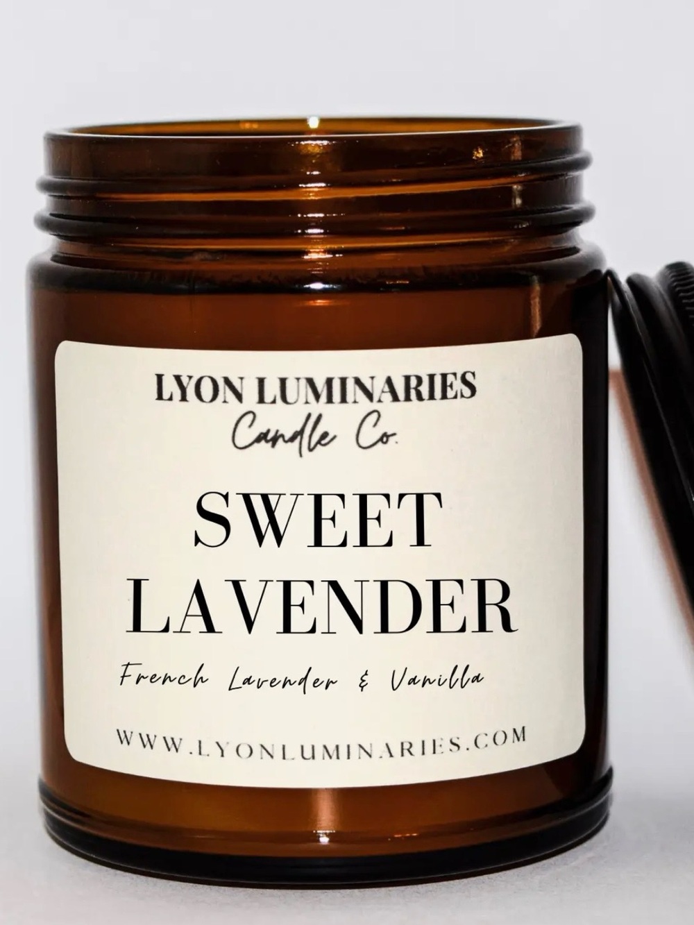 Lyon Luminaries Sweet Lavender Candle - Amber Glass New in Box